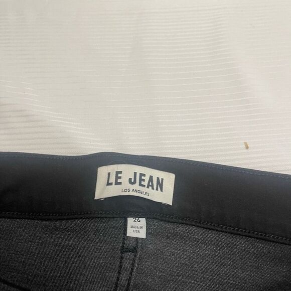 Le Jean By Charlie Gay High Rise Sabine Straight Black Waxed Denim Jeans Size 26 - Picture 6 of 9